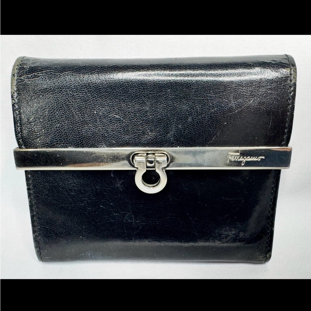 Salvatore Ferragamo Black Leather Wallet with COA!